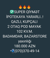 SUPER BİNADA, SUPER MƏNZİL, SUPER QİYMƏT !!! İPOTEKAYA YARARLI MƏNZİL..!